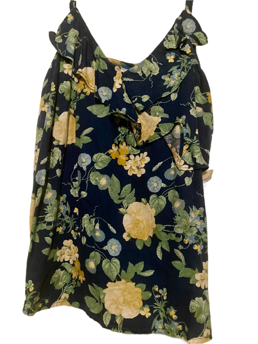 Old Navy Navy Floral Ruffle V-Neck Cami